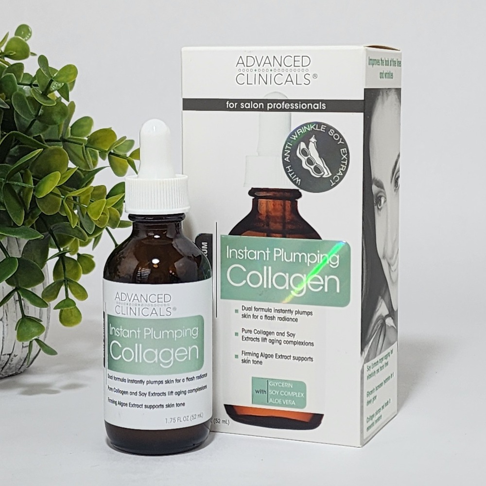 Advanced Clinicals Collagen Face Serum Instant Plumping Firming 1.75 fl oz/ 52mL